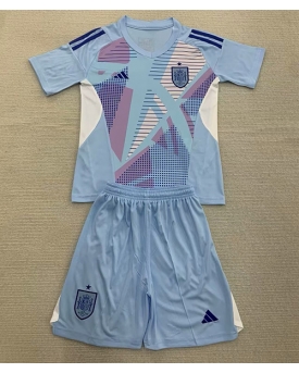 Spagna Portiere Maglia Gara Casa Repliche Europei 2024 Bambino